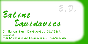 balint davidovics business card